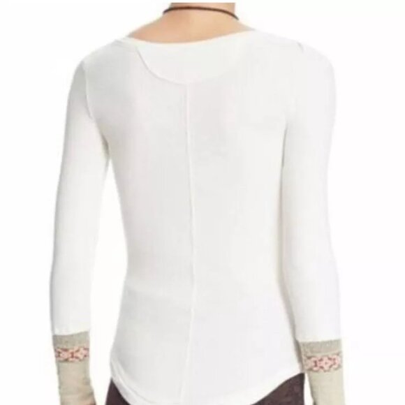 Free People Newbie Rosy Cuff Ski Thermal Top Long Sleeve Fitted Waffle Shirt - Picture 2 of 8